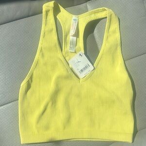 FP Movement by Free People Pomelo Ribbed Racerback Crop Tank - Pomelo Yellow
